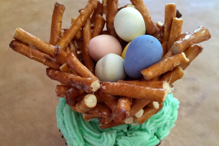 Easter egg pretzel nests